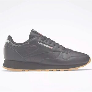 Reebok Classic Leather Walking Sneaker Black Gum Soles Womens 6.5 Mens 5 EU 36.5
